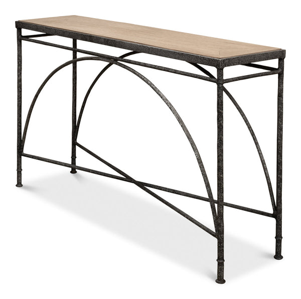 Vineyards Console Table Cast Iron and Wood-Console Tables-Sarreid-LOOMLAN