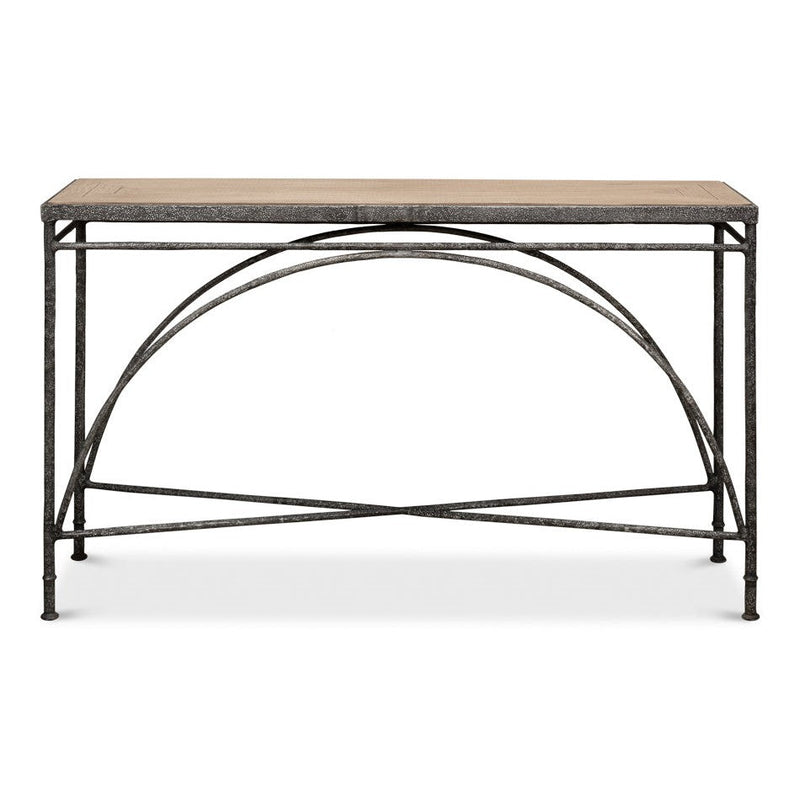 Vineyards Console Table Cast Iron and Wood-Console Tables-Sarreid-LOOMLAN