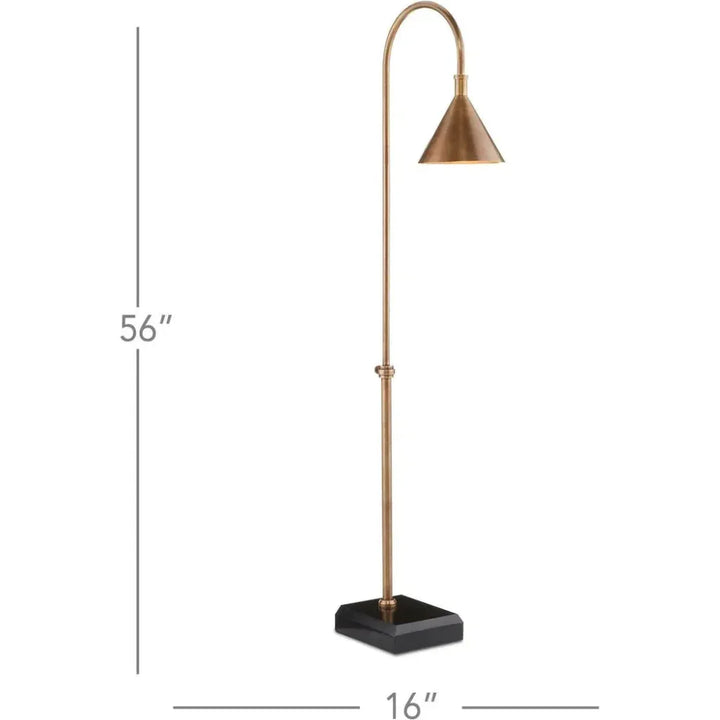 Vintage Brass Black Vision Floor Lamp-Floor Lamps-Currey & Co-LOOMLAN