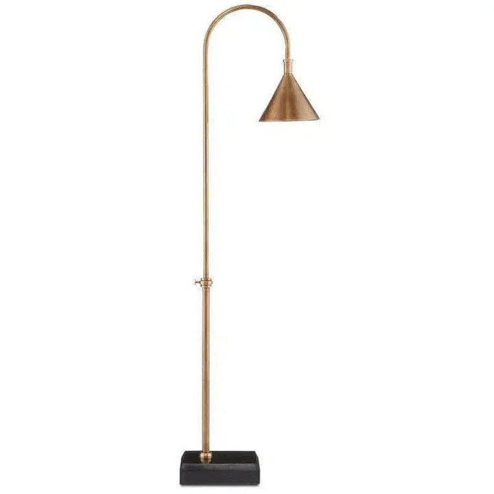 Vintage Brass Black Vision Floor Lamp-Floor Lamps-Currey & Co-LOOMLAN