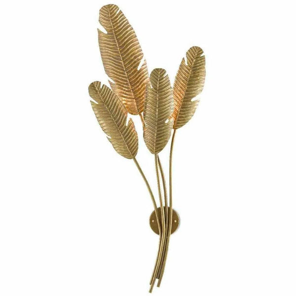 Vintage Brass Tropical Wall Sconce Wall Sconces LOOMLAN By Currey & Co