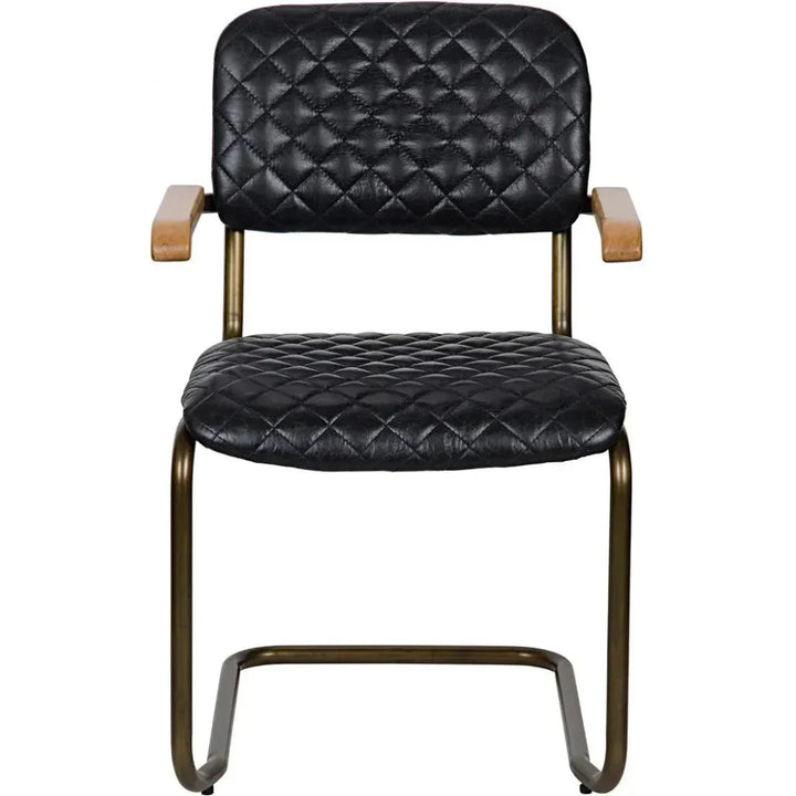 Vintage Leather Armless Dining Chair - LOOMLAN - Noir - Dining Chairs