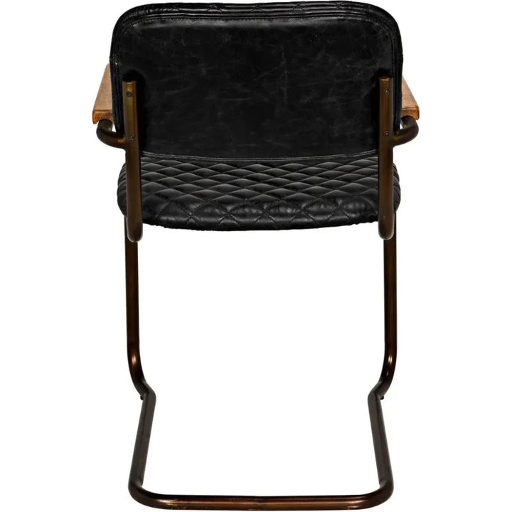 Vintage Leather Armless Dining Chair - LOOMLAN - Noir - Dining Chairs