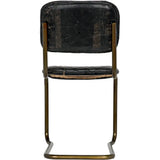 Vintage Leather Armless Dining Chair-Dining Chairs-Noir-LOOMLAN