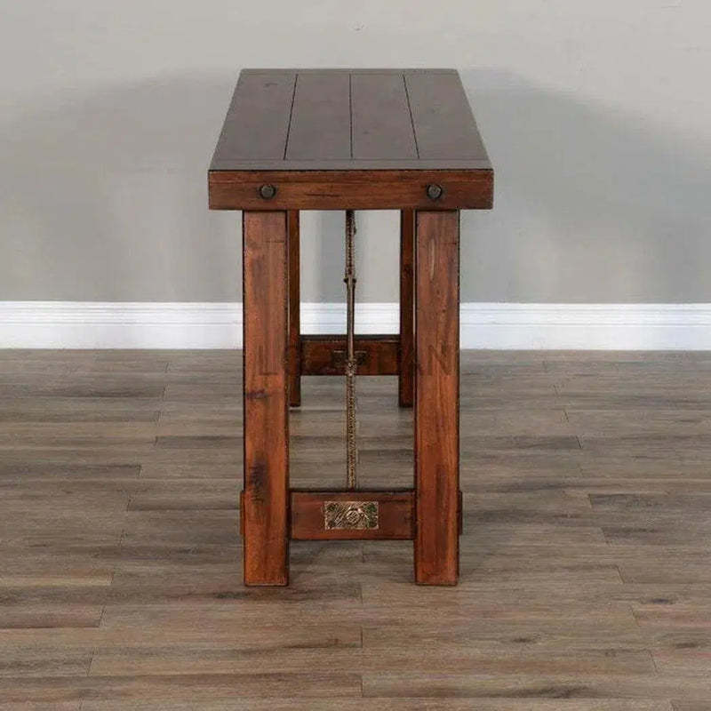 Vintage Look Dark Stain Wood Sofa Table