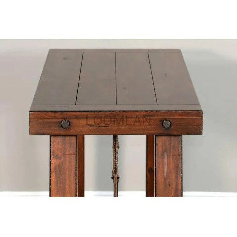 Vintage Look Dark Stain Wood Sofa Table