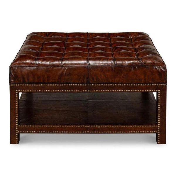 Vintage Tufted Ottoman - LOOMLAN - Sarreid - Ottomans