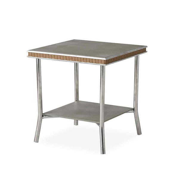 Visions 20" Square End Table With Taupe Glass Outdoor Side Tables LOOMLAN By Lloyd Flanders