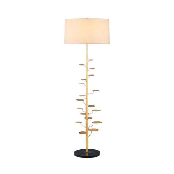 Vittoria Gold Leaf Money Tree Floor Lamp-Floor Lamps-Currey & Co-LOOMLAN