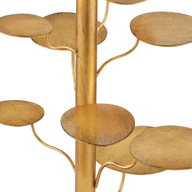 Vittoria Gold Leaf Money Tree Floor Lamp-Floor Lamps-Currey & Co-LOOMLAN