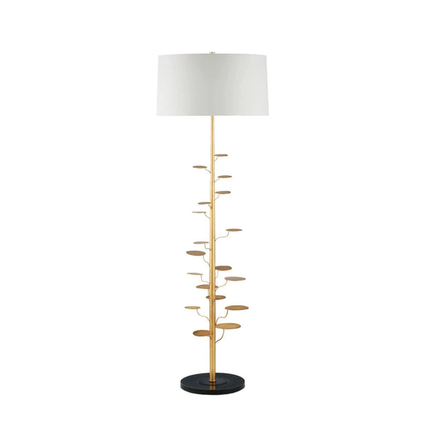 Vittoria Gold Leaf Money Tree Floor Lamp-Floor Lamps-Currey & Co-LOOMLAN