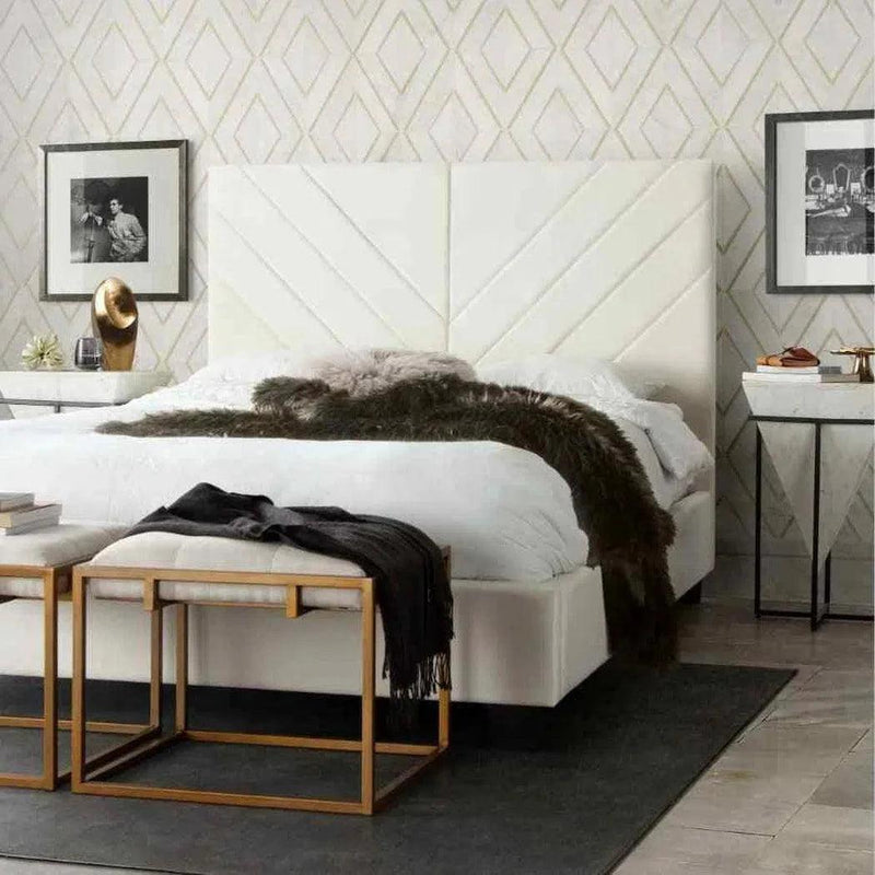 Vogue Cream Fabric Bed Frame-Beds-Diamond Sofa-LOOMLAN