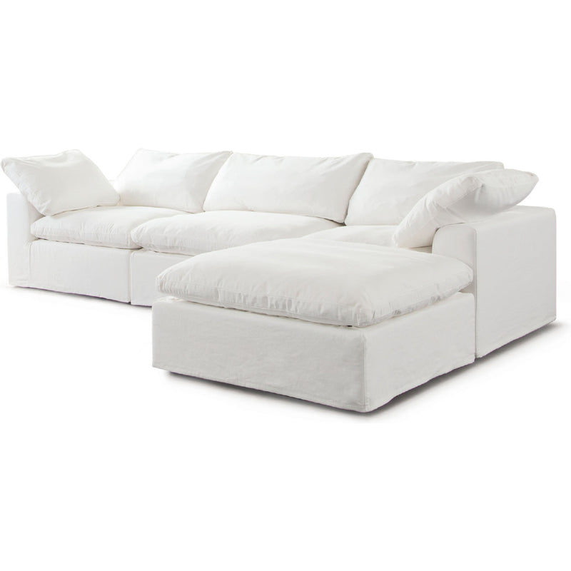 Willow 4PC Modular Reversible Chaise Sectional in White Linen Fabric