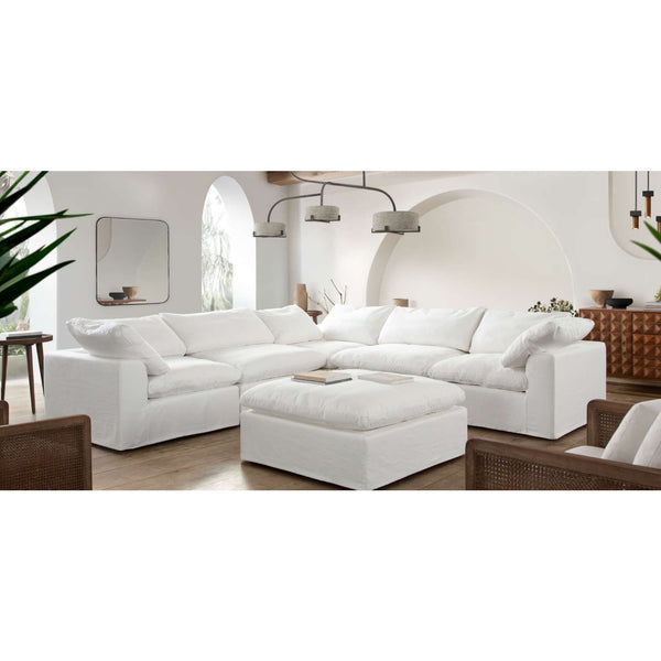 Willow 5PC Corner Sectional in White Linen Fabric