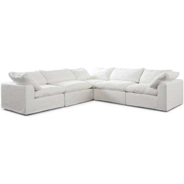 Willow 5PC Corner Sectional in White Linen Fabric