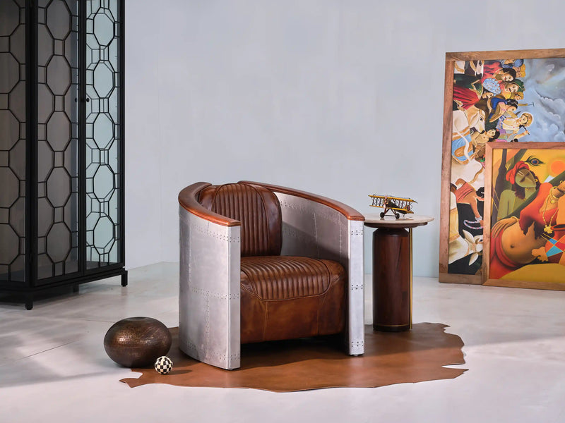 Aviation Leather Upholstered Armchair