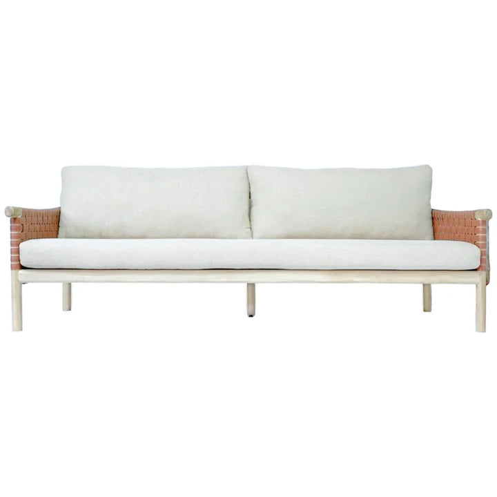 Wade Wood Framed Leather Patio Sofa - LOOMLAN - Artesia - Outdoor Sofas & Loveseats