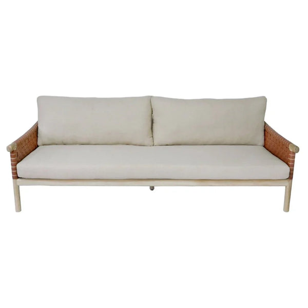 Wade Wood Framed Leather Patio Sofa - LOOMLAN - Artesia - Outdoor Sofas & Loveseats