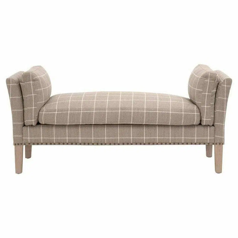 Warner Bench Windowpane Pebble Natural