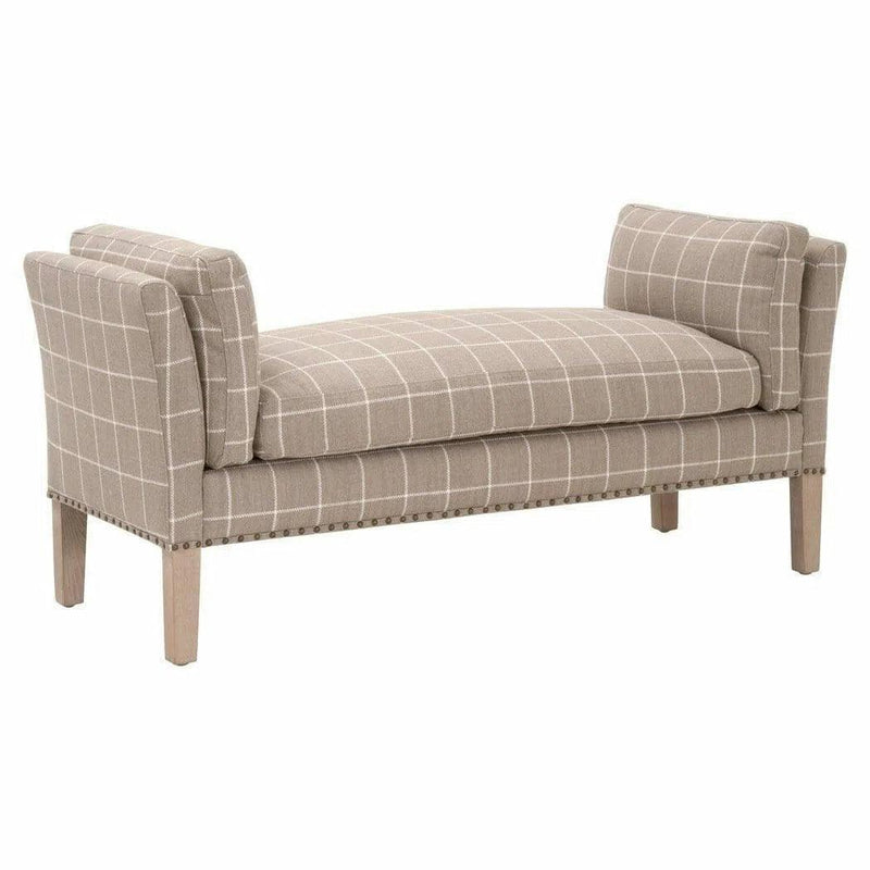 Warner Bench Windowpane Pebble Natural