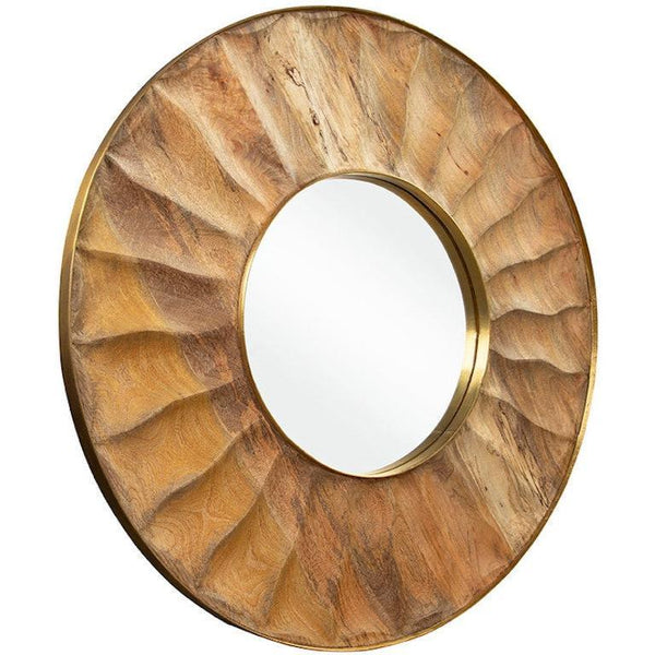 Warren Natural Wood Framed Round Wall Mirror-Wall Mirrors-Furniture Classics-LOOMLAN