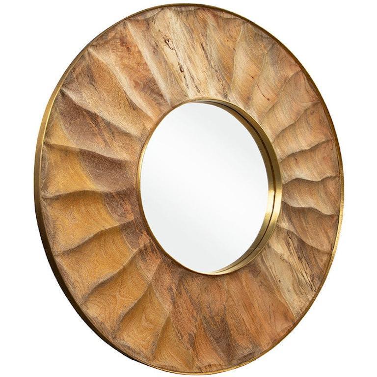 Warren Natural Wood Framed Round Wall Mirror