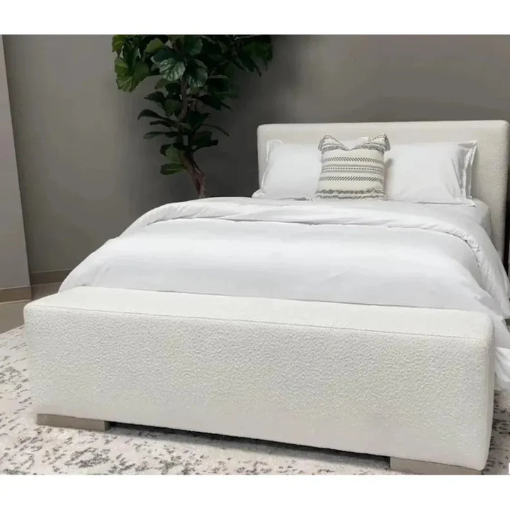 Warren White Boucle Bed With Storage - LOOMLAN - Essentials For Living - Beds