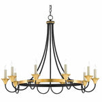 Washed Black Gold Leaf Hanlon Chandelier