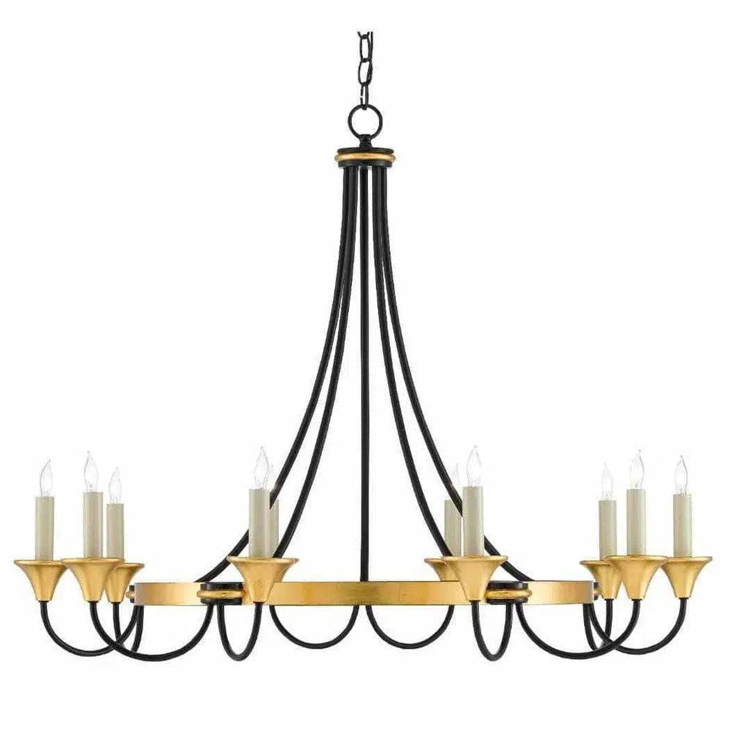 Washed Black Gold Leaf Hanlon Chandelier