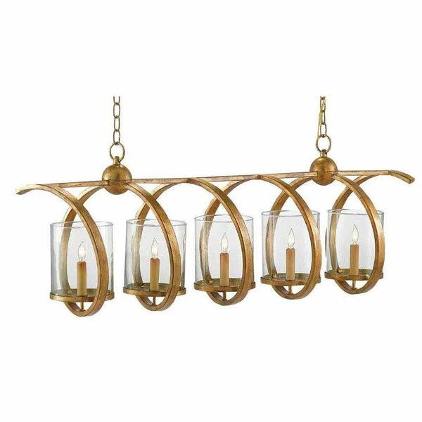 Washed Gold Leaf Maximus Gold Chandelier Chandeliers LOOMLAN By Currey & Co