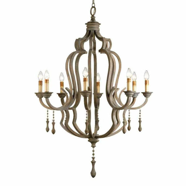 Washed Gray Waterloo Chandelier Chandeliers LOOMLAN By Currey & Co