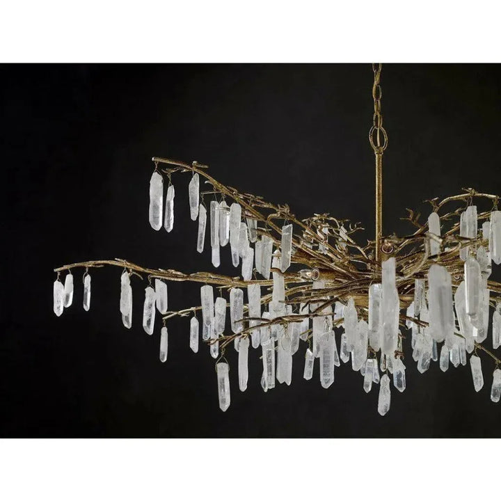 Washed Lucerne Gold Natural Forest Dawn Chandelier - LOOMLAN - Currey & Co - Chandeliers