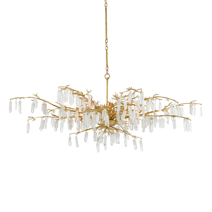 Washed Lucerne Gold Natural Forest Dawn Chandelier - LOOMLAN - Currey & Co - Chandeliers