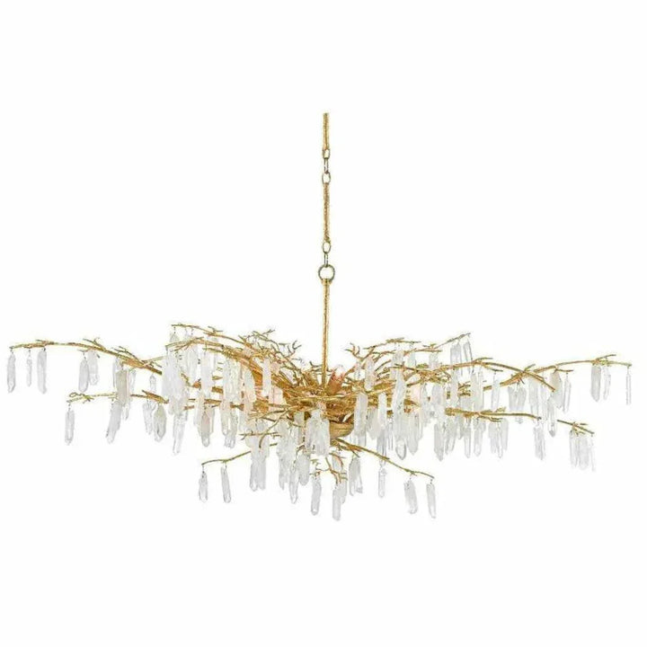 Washed Lucerne Gold Natural Forest Dawn Chandelier - LOOMLAN - Currey & Co - Chandeliers