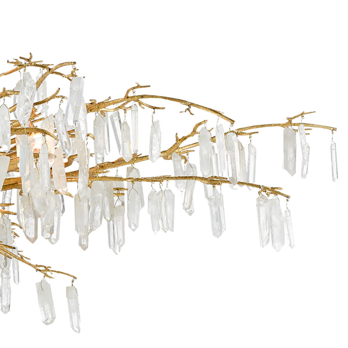 Washed Lucerne Gold Natural Forest Dawn Chandelier - LOOMLAN - Currey & Co - Chandeliers