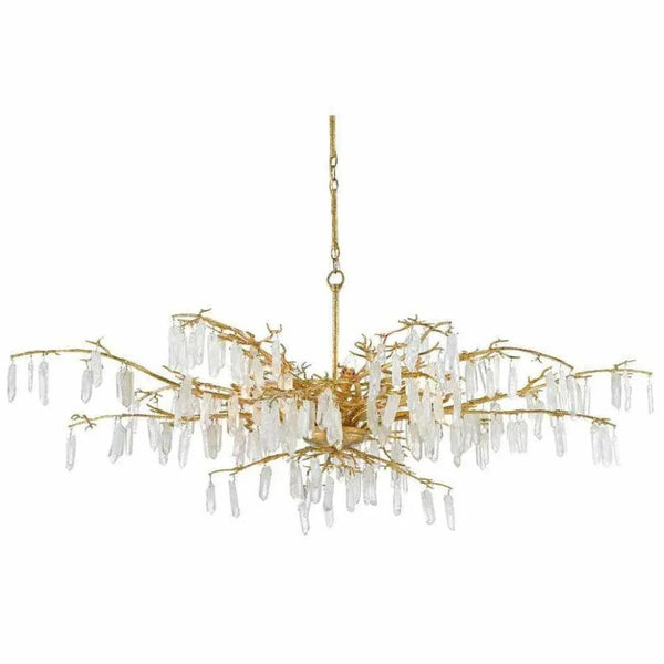 Washed Lucerne Gold Natural Forest Dawn Chandelier - LOOMLAN - Currey & Co - Chandeliers