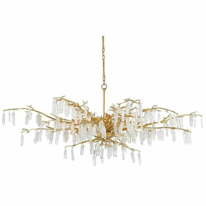 Washed Lucerne Gold Natural Forest Dawn Chandelier - LOOMLAN - Currey & Co - Chandeliers