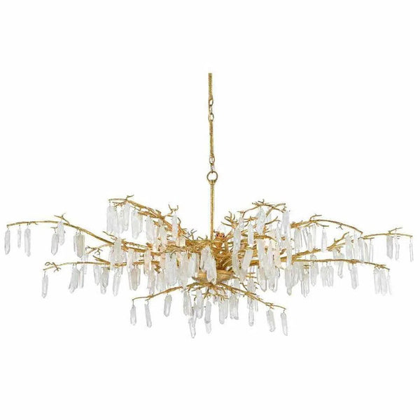 Washed Lucerne Gold Natural Forest Dawn Chandelier Chandeliers LOOMLAN By Currey & Co
