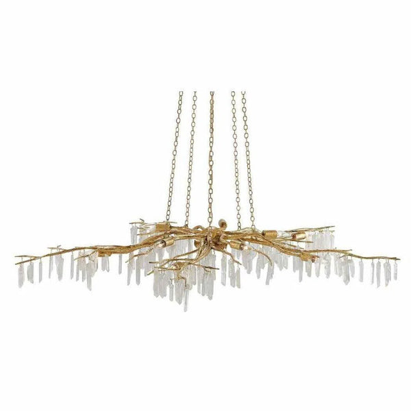 Washed Lucerne Gold Natural Forest Light Gold Chandelier Chandeliers LOOMLAN By Currey & Co