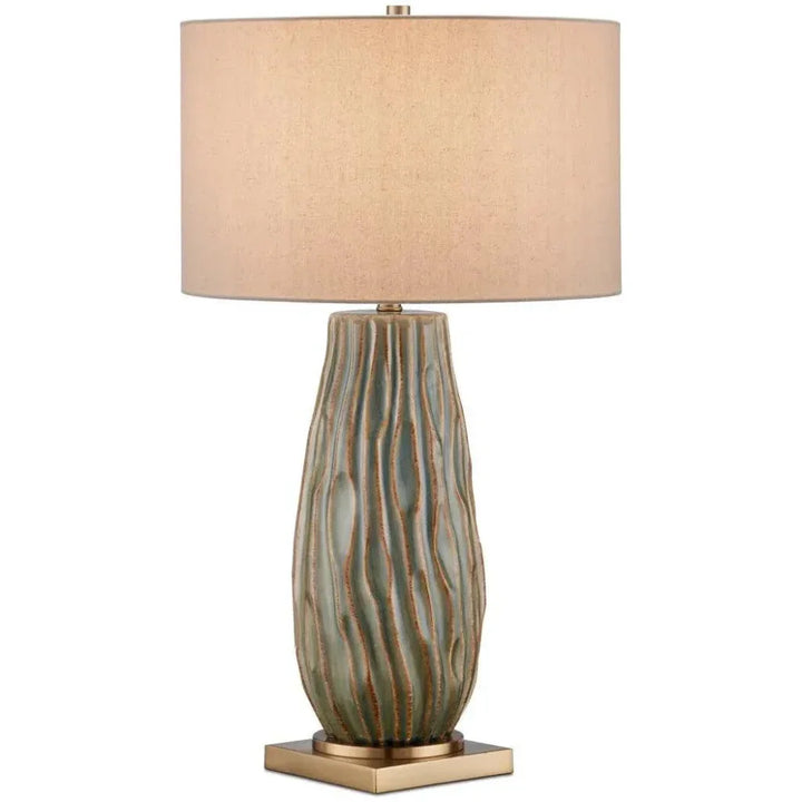Water - Borne Ceramic & Metal Brown Table Lamp - LOOMLAN - Currey & Co - Table Lamps