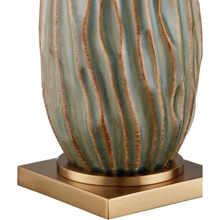 Water - Borne Ceramic & Metal Brown Table Lamp - LOOMLAN - Currey & Co - Table Lamps