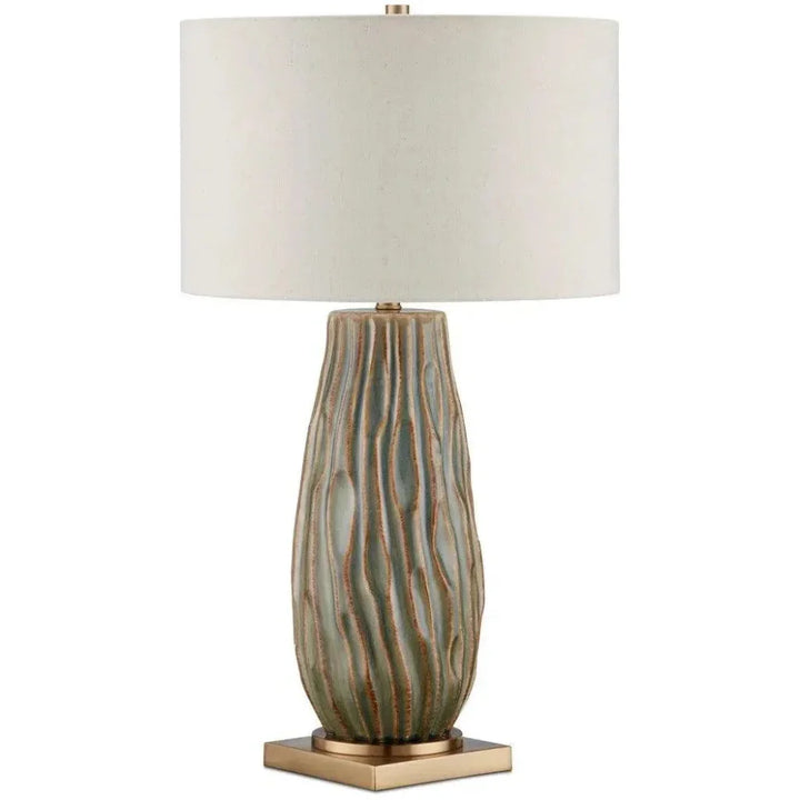 Water - Borne Ceramic & Metal Brown Table Lamp - LOOMLAN - Currey & Co - Table Lamps