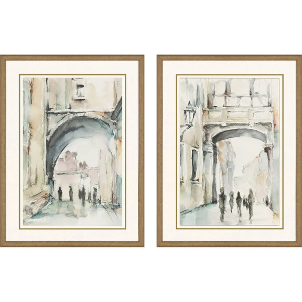 Watercolor Arches Wood Framed Wall Art 2PC