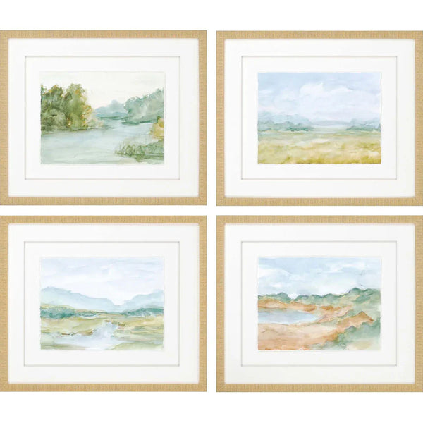 Watercolour Green Framed Wall Art 4PC
