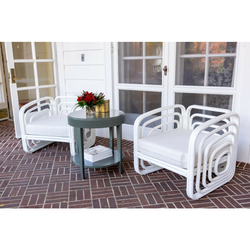 Waterfall Rattan Frame White Tub Chair-Club Chairs-Wildwood-LOOMLAN