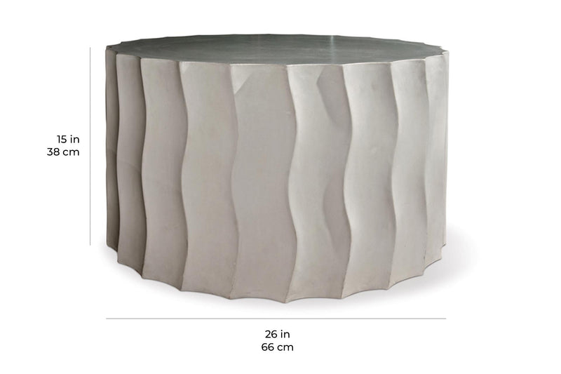 Wave Accent Table (Wide) - White Outdoor End Table-Outdoor Side Tables-Seasonal Living-LOOMLAN