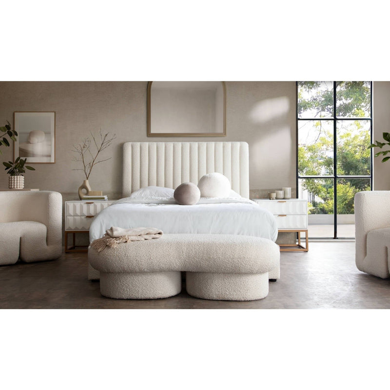 Wave Curved Accent Bench in Ivory Boucle Fabric-Bedroom Benches-Diamond Sofa-LOOMLAN
