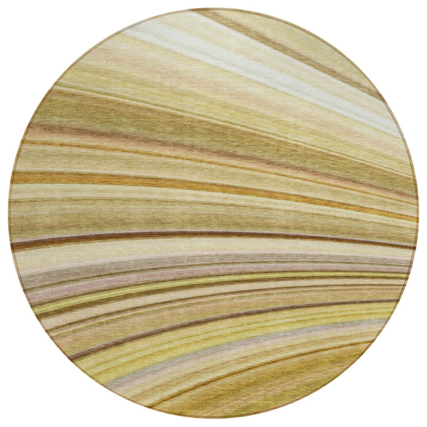 Waves Brown Washable Indoor-Outdoor Rug