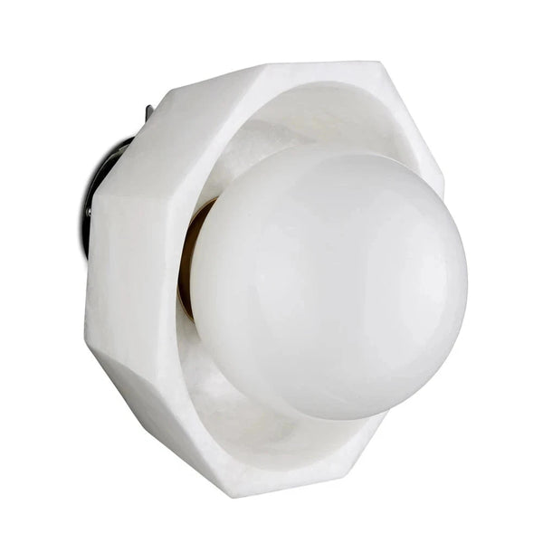 Waystone White Modern Alabaster Wall Sconce-Wall Sconces-Currey & Co-LOOMLAN