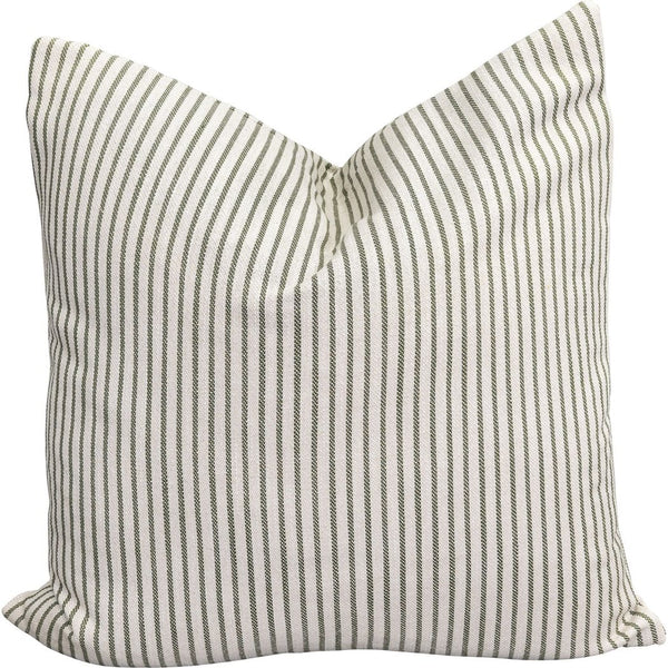 Wearing Stripes Olive Jute Accent Throw Pillows-Throw Pillows-Olivia + Quinn-LOOMLAN